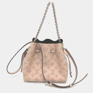 Pre Owned Louis Vuitton Monogram Mahina Bella 2-Way Bag Drawstring Chain Shoulder Leather Magnolia Pink