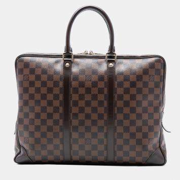 مملوكة مسبقًا Louis Vuitton Brown Damier Ebene Porte Documents Voyage PM