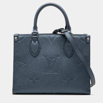Pre Owned Louis Vuitton Blue Metallic Monogram Giant Empreinte Onthego PM