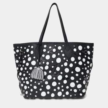 Pre Owned Louis Vuitton x Yayoi Kusama 2023 Black/White Monogram Empreinte Dots Neverfull with Pouch MM