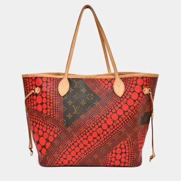 مملوكة مسبقًا Louis Vuitton x Yayoi Kusama 2012 Monogram Red Wave Neverfull MM Tote