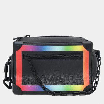 Pre Owned Louis Vuitton 2019 Black Taiga Rainbow Mini Soft Trunk Crossbody