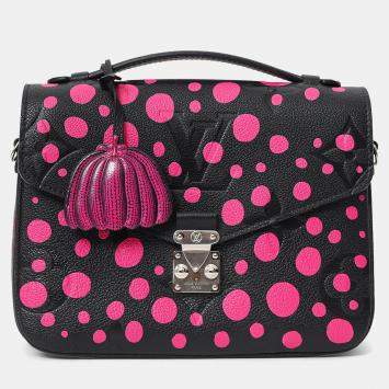 Pre Owned Louis Vuitton x Yayoi Kusama 2023 Black/Fuchsia Monogram Giant Empreinte Dots Pochette Metis