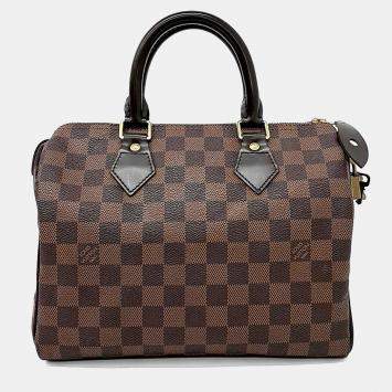 مملوكة مسبقًا Louis Vuitton Brown Leather and PVC Damier Speedy 25