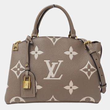 Pre Owned Louis Vuitton Monogram Empreinte Two-Tone Bag  Petit Palais Pm Tourterelle Creme Beige