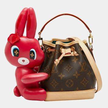 Pre Owned Louis Vuitton X Sun Yitian Nicolas Ghesquiere Animogram Nano Noe Handbag Brown/Pink Leather