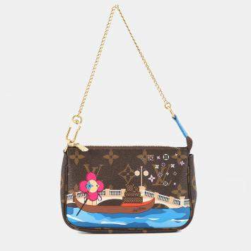 Pre Owned Louis Vuitton Mini Pochette Accessoires Blue Monogram Vivienne