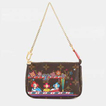 Pre Owned Louis Vuitton Mini Pochette Accessoires Red Monogram Vivienne