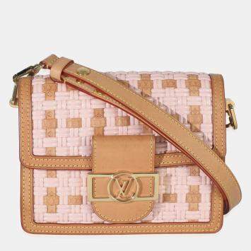 Pre Owned Louis Vuitton Pink/Brown Leather Woven Dauphine PM
