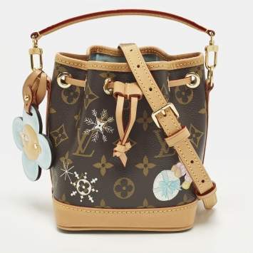 Pre Owned Louis Vuitton Noe Nano Monogram Azur Frost Canvas Bucket Bag