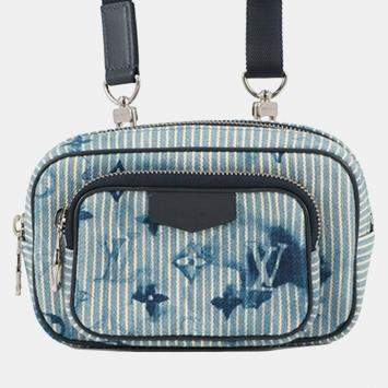 Pre Owned Louis Vuitton Blue Monogram Denim Watercolor Hickory Stripes Outdoor Pouch