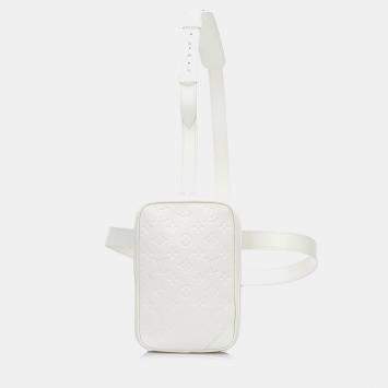 Pre Owned Louis Vuitton White Monogram Taurillon Utility Side 