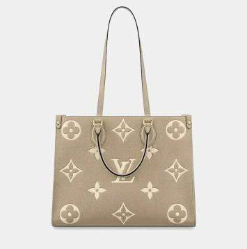 Pre Owned حقيبة لوي فيتون أون ذا جو جلد ثنائي اللون  MM بيج، رمادي