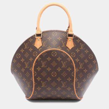 Pre Owned Louis Vuitton Ellipse Brown Monogram Canvas, Leather Top Handle Bag