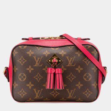 Pre Owned Louis Vuitton Brown Red Monogram Saintonge