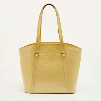 Pre Owned Louis Vuitton Avalon MM Blanc Corail Monogram Vernis Leather Bag