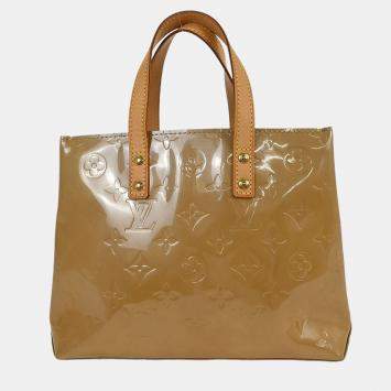 Pre Owned Louis Vuitton Reade PM Beige Monogram Vernis Leather Tote Bag