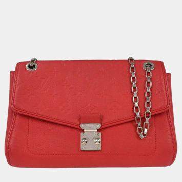 Pre Owned Louis Vuitton Saint Germain PM Pink Monogram Empreinte Leather Crossbody Bag