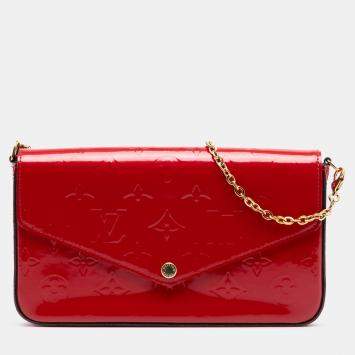 مملوكة مسبقًا Louis Vuitton Red Monogram Vernis Pochette Felicie