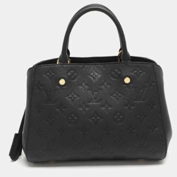 Pre Owned Louis Vuitton Montaigne BB Black Monogram Empreinte Leather Bag