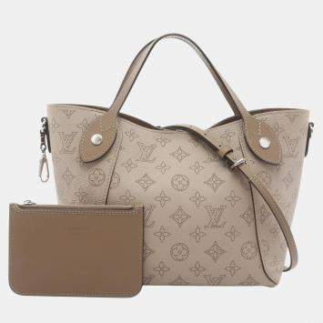 Pre Owned Louis Vuitton Hina Pm Mahina Galle Handbag Leather Beige