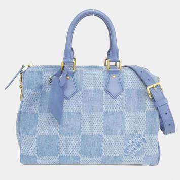 Pre Owned Louis Vuitton Damier Denim 3D Speedy Bandouliere 30Cm Handbag