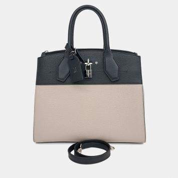 مملوكة مسبقًا Louis Vuitton Beige Black Leather City Steamer MM