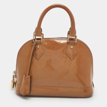 Pre Owned Louis Vuitton Alma BB Noisette Monogram Vernis Bag
