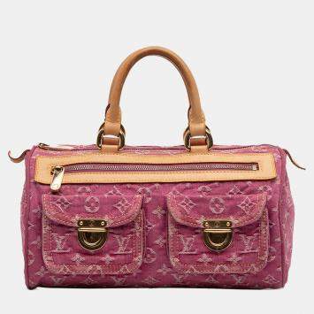 Pre Owned Louis Vuitton Pink Monogram Denim Neo Speedy 30