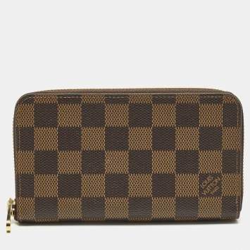 Pre Owned Louis Vuitton Zippy Damier Ebene Canvas Compact Wallet