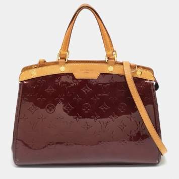 Pre Owned Louis Vuitton Brea MM Rouge Fauviste Monogram Vernis Bag