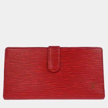مملوكة مسبقًا Louis Vuitton Red Epi Continental Viennois Long Wallet