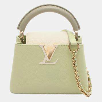 مملوكة مسبقًا Louis Vuitton Capucines Mini Handbag Taurillon Leather Green And White