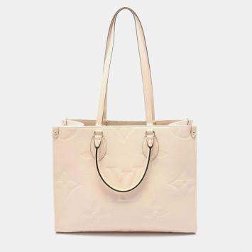 Pre Owned Louis Vuitton On The Go Mm Tote Bag In Monogram Empreinte Leather Ivory