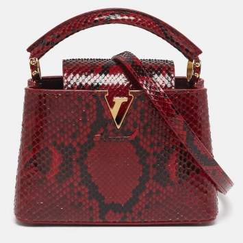 Pre Owned Louis Vuitton Capucines Mini Red Python Bag