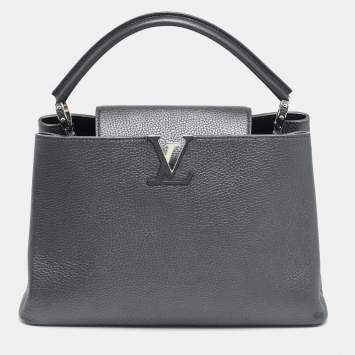 Pre Owned Louis Vuitton Capucines MM Grey Leather Bag