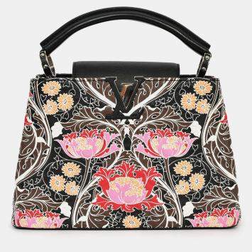 Pre Owned Louis Vuitton 2015 Black/Multicolour Leather Wild Flowers Capucines BB Top Handle Bag with Strap