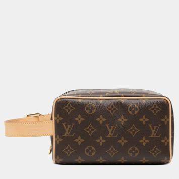 Pre Owned Louis Vuitton Brown Monogram Locker Dopp Kit Clutch