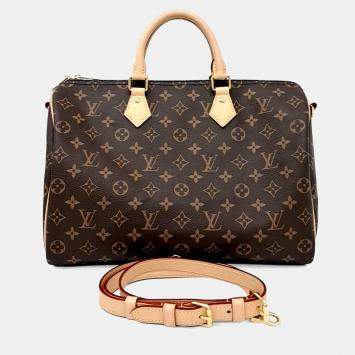 Pre Owned Louis Vuitton Brown Canvas Monogram Bandoulière Speedy 35 M46981