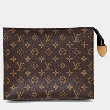 Pre Owned Louis Vuitton Brown Canvas Monogram Pochette Toilette 26
