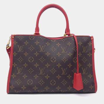 Pre Owned Louis Vuitton Brown, Red Coated Canvas Popincourt PM