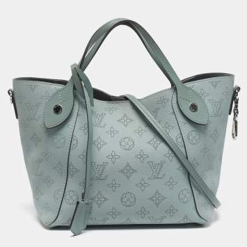 Pre Owned Louis Vuitton Hina PM Vert Lagoon Monogram Mahina Leather Bag
