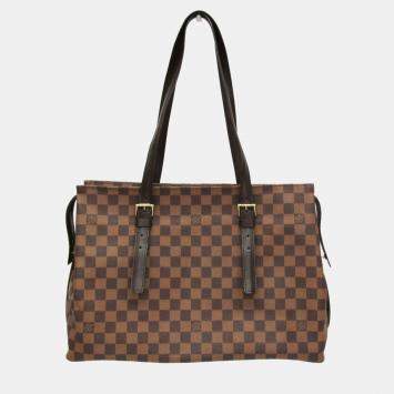 Pre Owned Louis Vuitton Damier Chelsea Shoulder Bag Brown Ebene