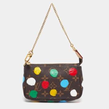 Pre Owned Louis Vuitton x Yayoi Kusama Pochette Accessoires Mini Painted Dots Monogram Canvas Clutch