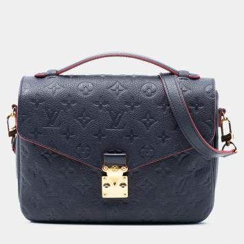 Pre Owned Louis Vuitton Blue Monogram Empreinte Pochette Metis