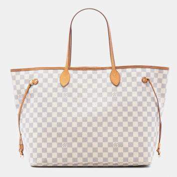 Pre Owned Louis Vuitton White Damier Azur Neverfull GM