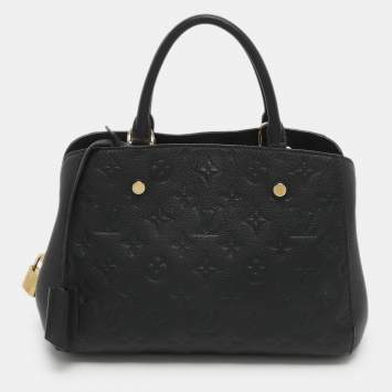 Pre Owned Louis Vuitton Montaigne BB Black Monogram Empreinte Leather Bag