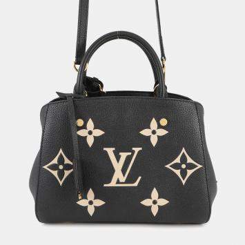 Pre Owned Louis Vuitton Montaignebb Noir Monogram Empreinte Leather Size Bb