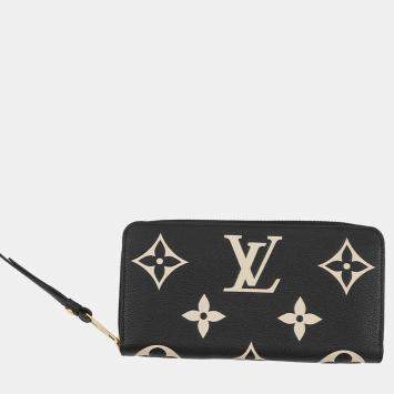 Pre Owned Louis Vuitton Zippy Wallet Noir/Beige Bicolor Monogram Empreinte Leather