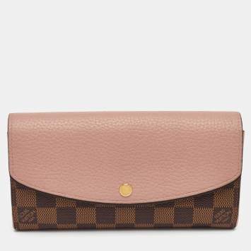 Pre Owned Louis Vuitton Normandy Rose Ballerine Damier Ebene Canvas Wallet